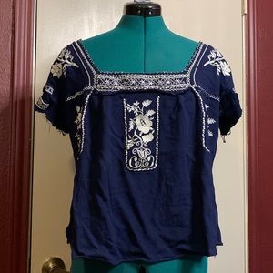 Mexican short sleeve top square neck
